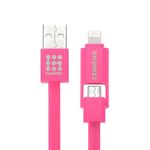 Haweel Lightning og Micro USB Kabel - Pink 